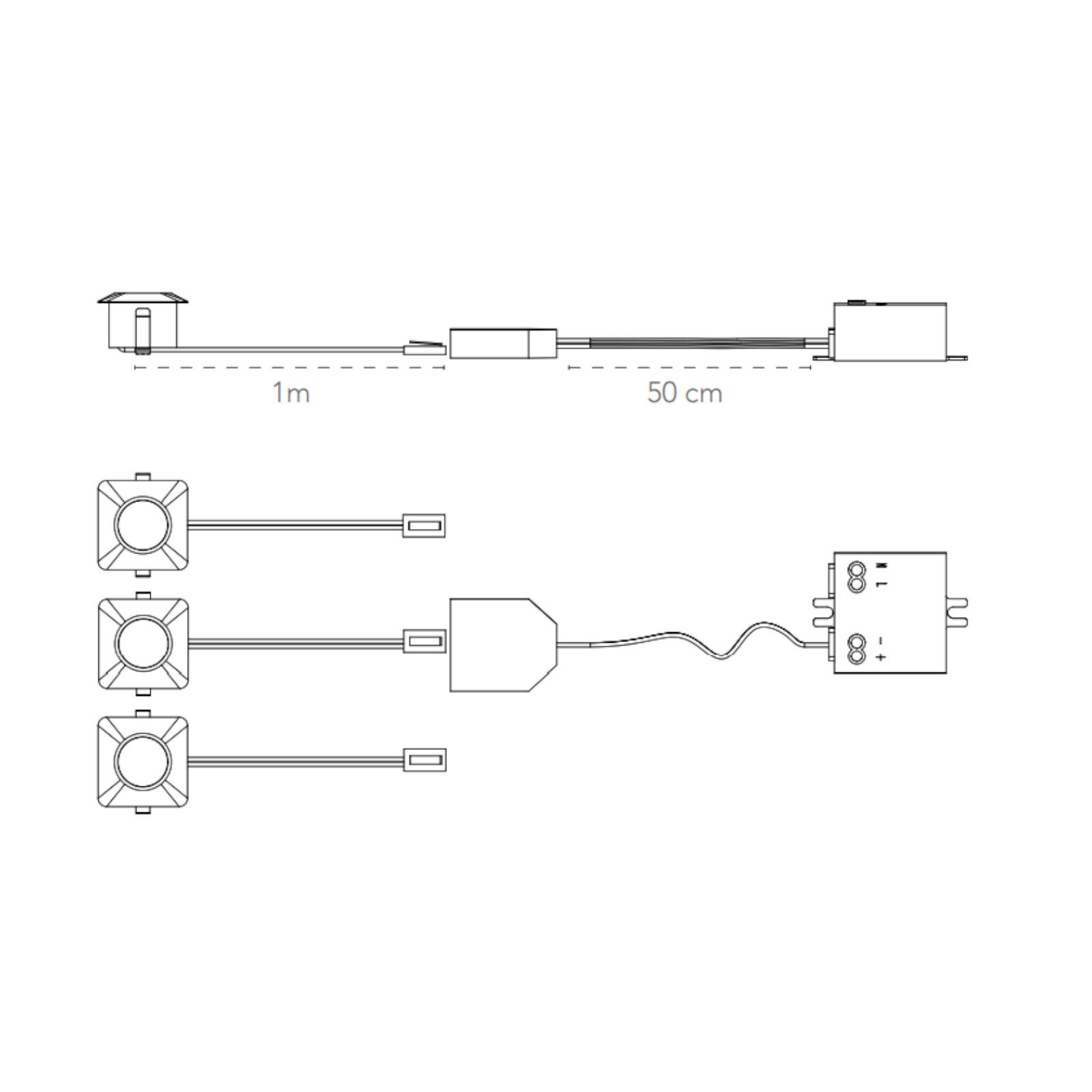 Kit 3 Faretti LED incasso tondi 53-65 3,5 W + Alimentatore, prolunghe e  cablaggi