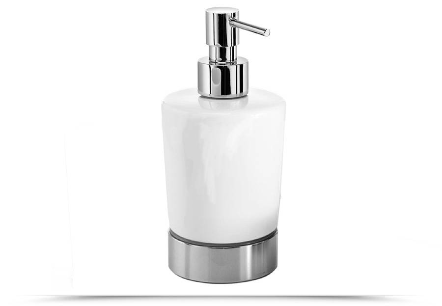 Kit appoggio bianco base cromata porta sapone bicchiere e dispenser - Napie  di Lineabeta
