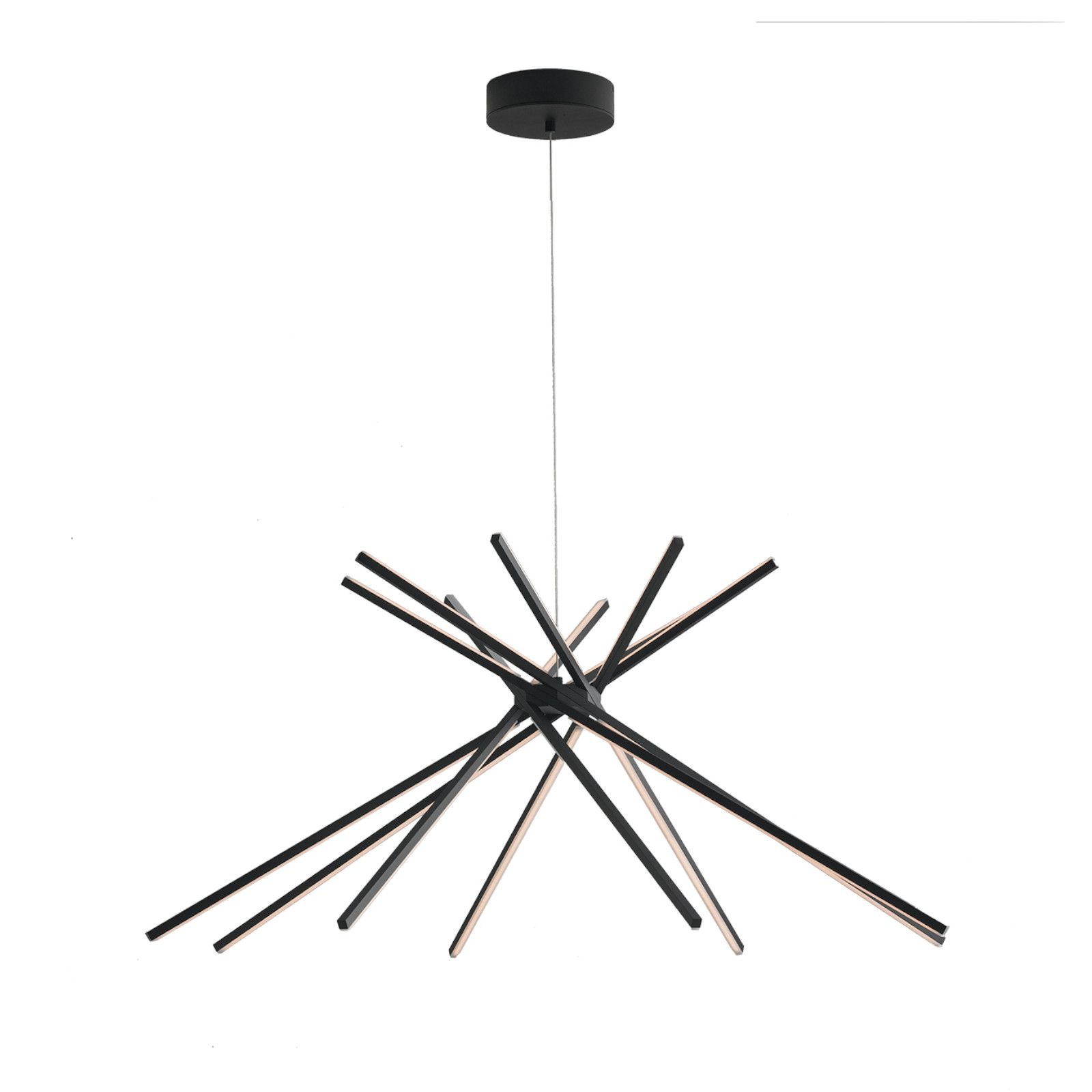 Lampada da soffitto a luce calda 150 cm in alluminio nero goffrato