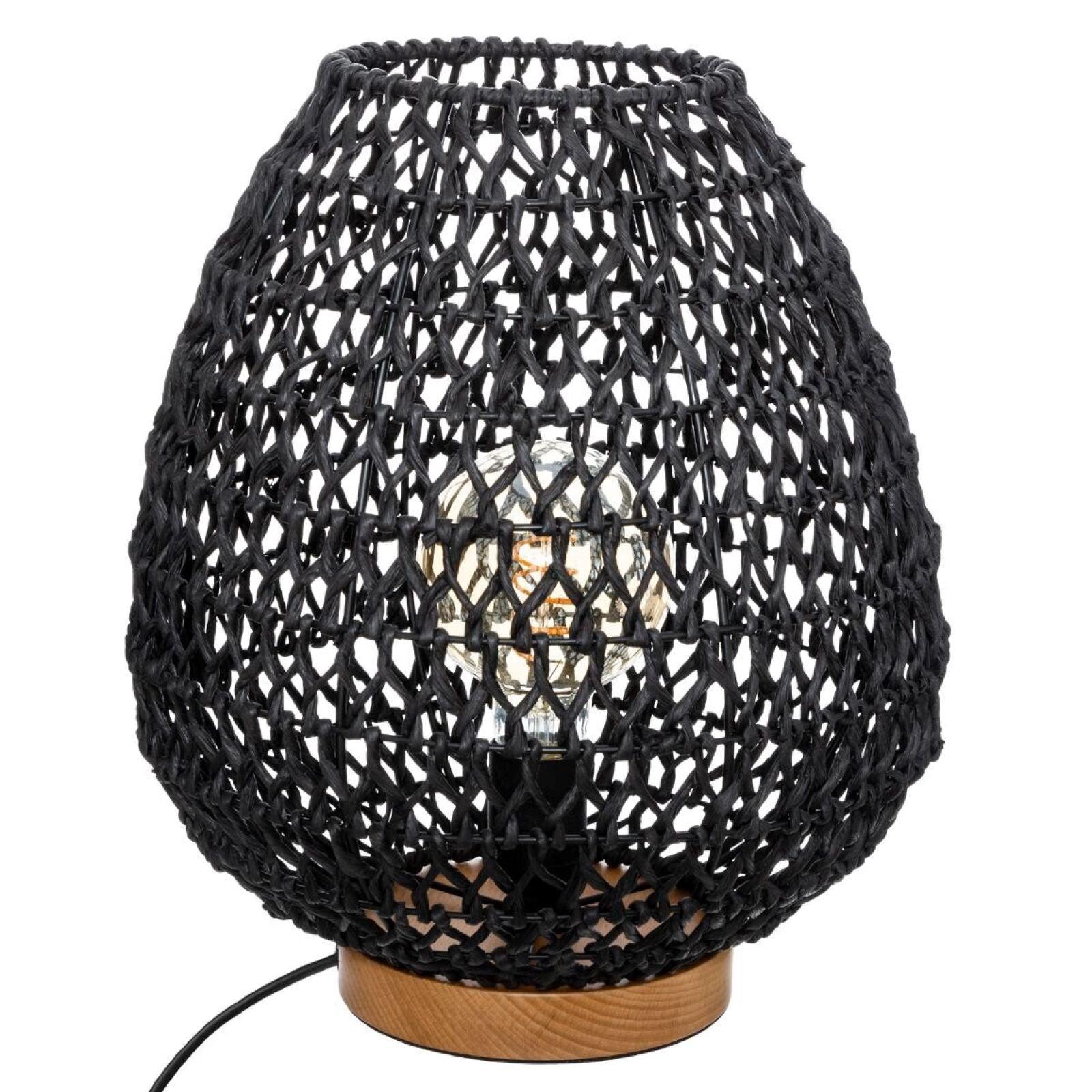 Lightbox Lampada Da Tavolo In Stile Nature – Cemento E Corda, Altezza 12cm, Con Interruttore Sul Cavo