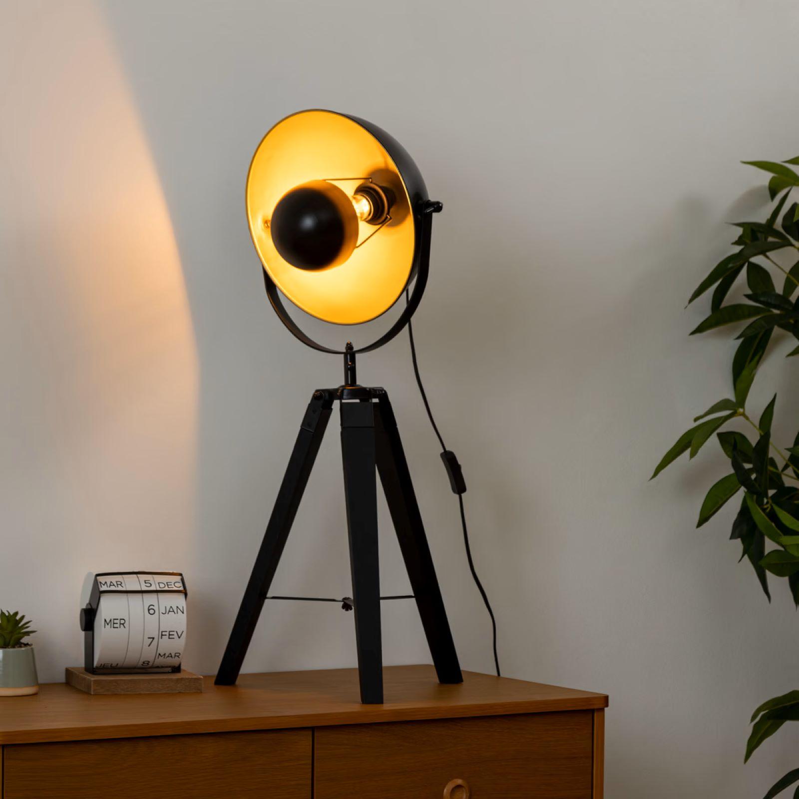 Lampada Da Tavolo A Sfera In Metallo Nero E Oro | Reality Leuchten | H 16 Cm Con LED E14 - 3