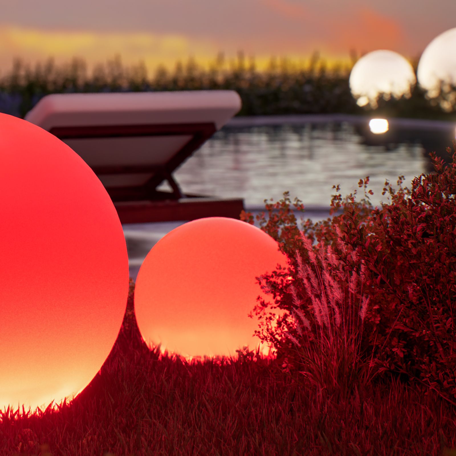 Lampada sferica decorativa 40 cm in polietilene arancione