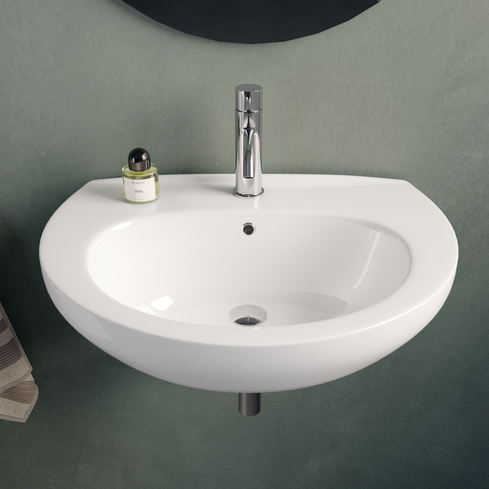 Lavabo Sospeso/Appoggio Berlino 55 cm in Ceramica Bianco