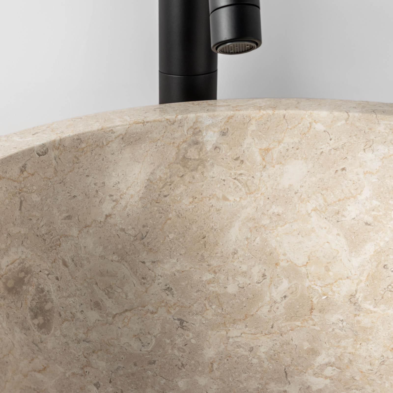 Lavandino da appoggio 40 cm in pietra di marmo naturale con esterno  bocciardato LV49