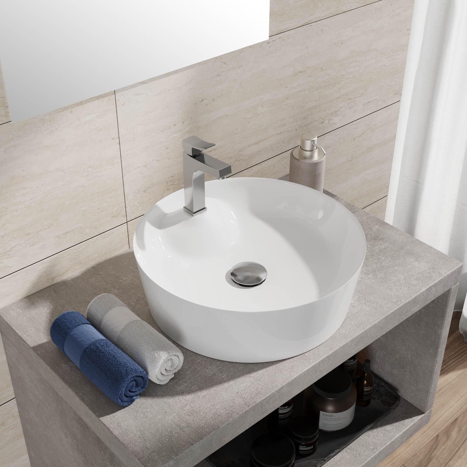 Lavabo da appoggio soprapiano tondo 43 cm in ceramica