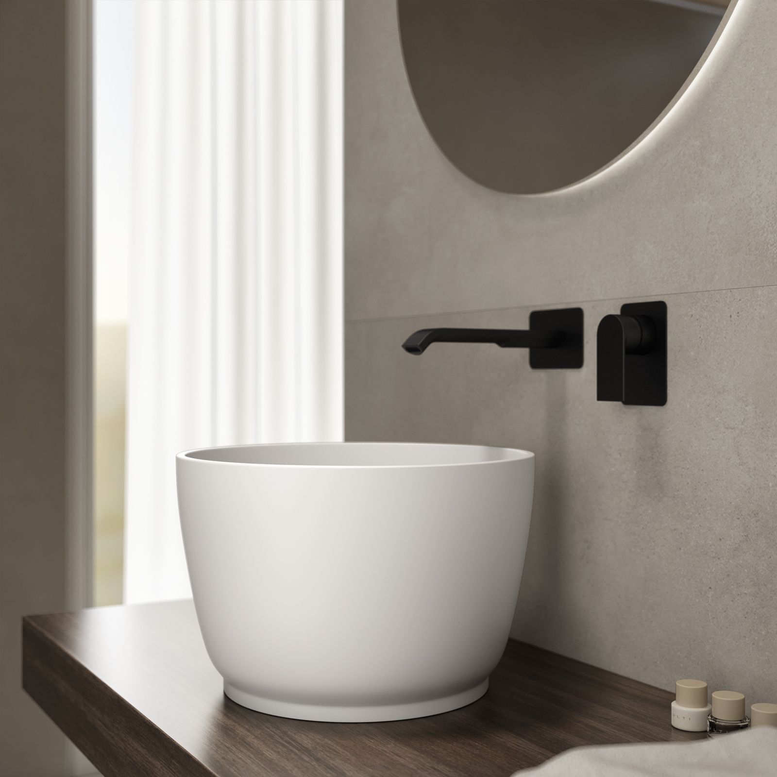 Lavabo da Appoggio Dresda 60x35 H12,4 cm Resina Bianco Opaco