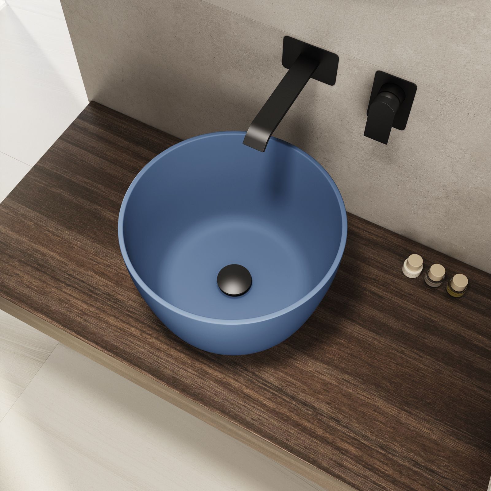 Lavabo d'appoggio 38x24,5 cm azzurro polvere opaco - Capital