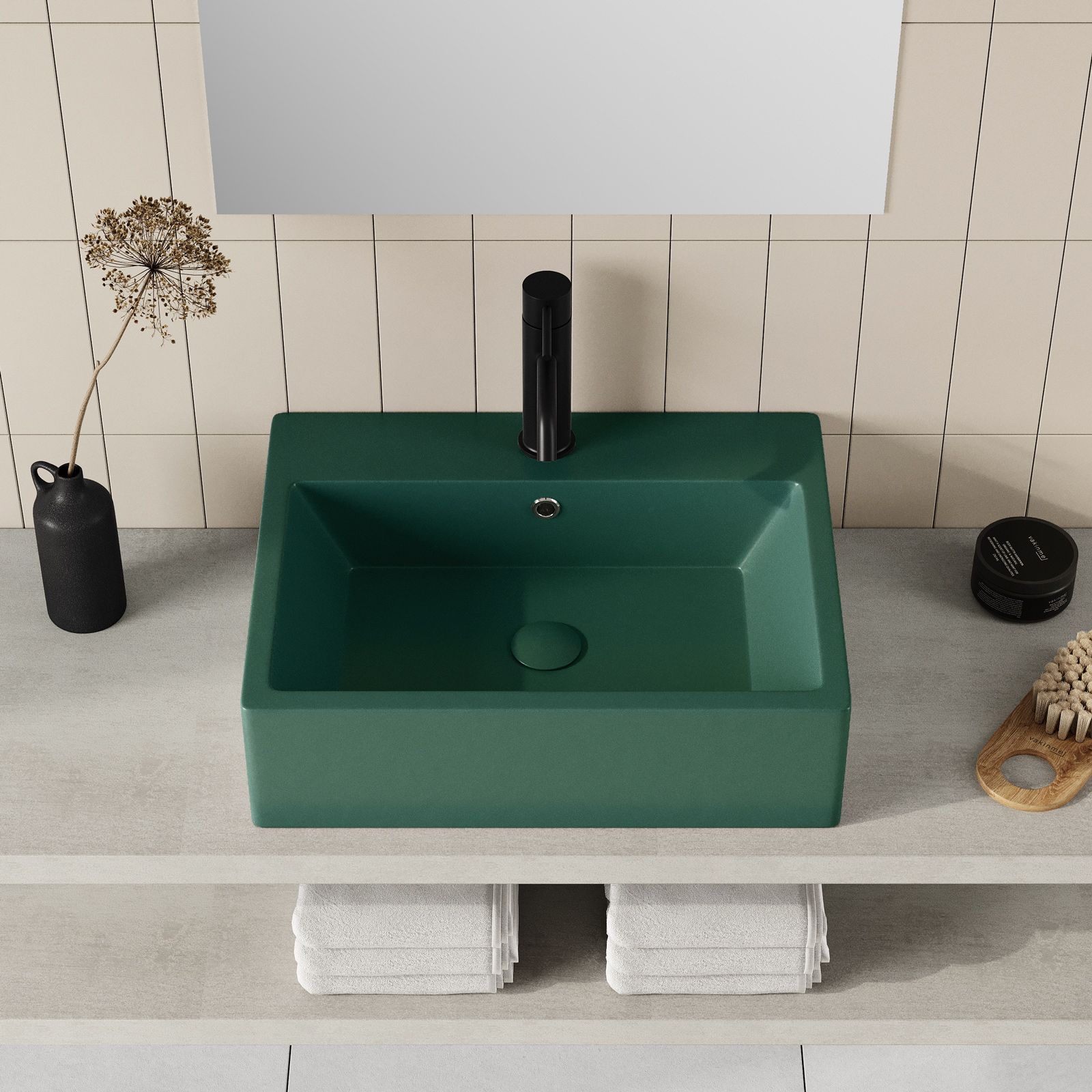 H&H Dosasapone Ceramica Verde Salvia Tondo Arredo Bagno