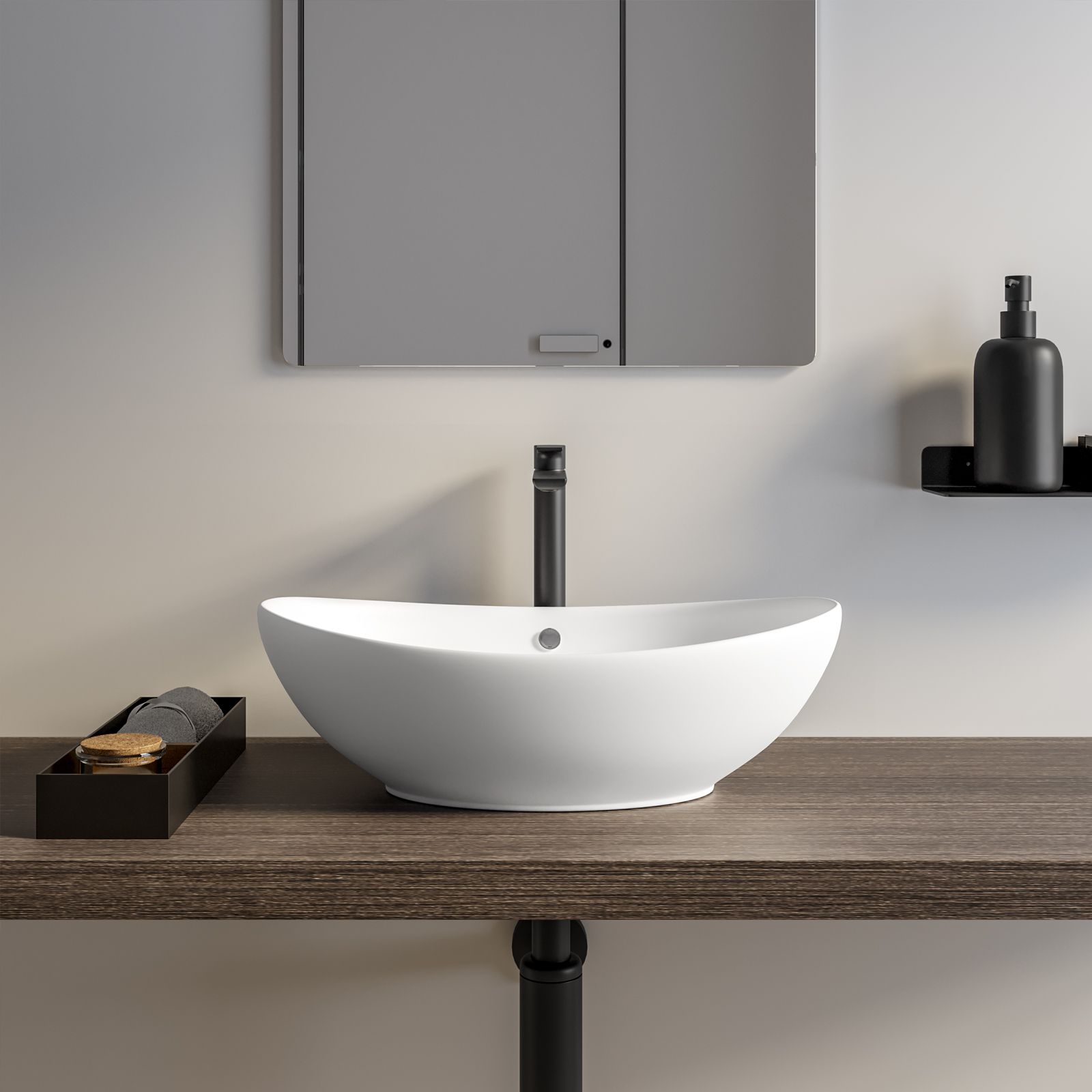 Lavabo / lavandino da appoggio NT3155 - ceramica sanitaria - 58x38,5cm