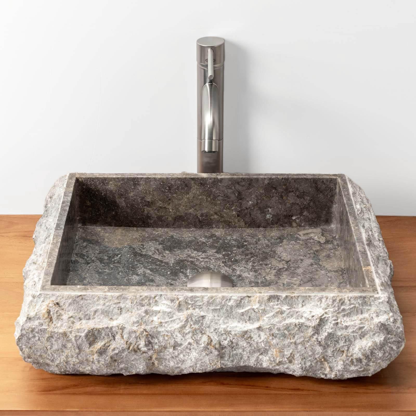 Lavandino In Marmo Grigio 53x40x15 Cm - Lavabo Moderno Per Bagno, Fatto A Mano - Foto 9