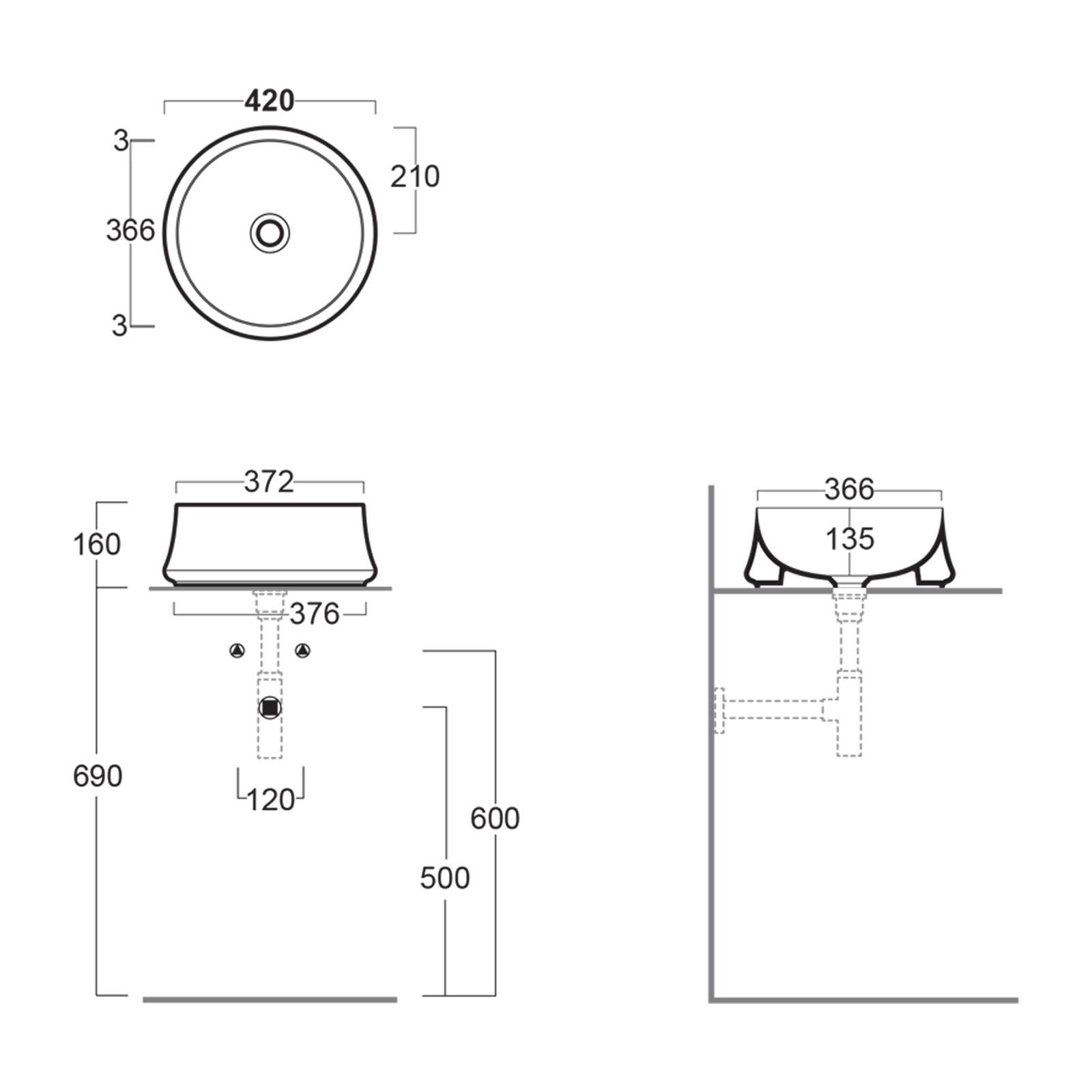 Lavabo alto da appoggio lavandino tondo 42 cm SH10 Sharp Simas