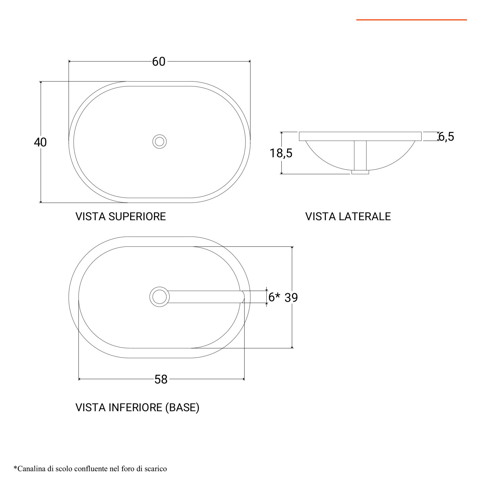 SOPRA/SOTTO lavabo incasso cm 60 sopra/sottopiano - Bagno Italiano