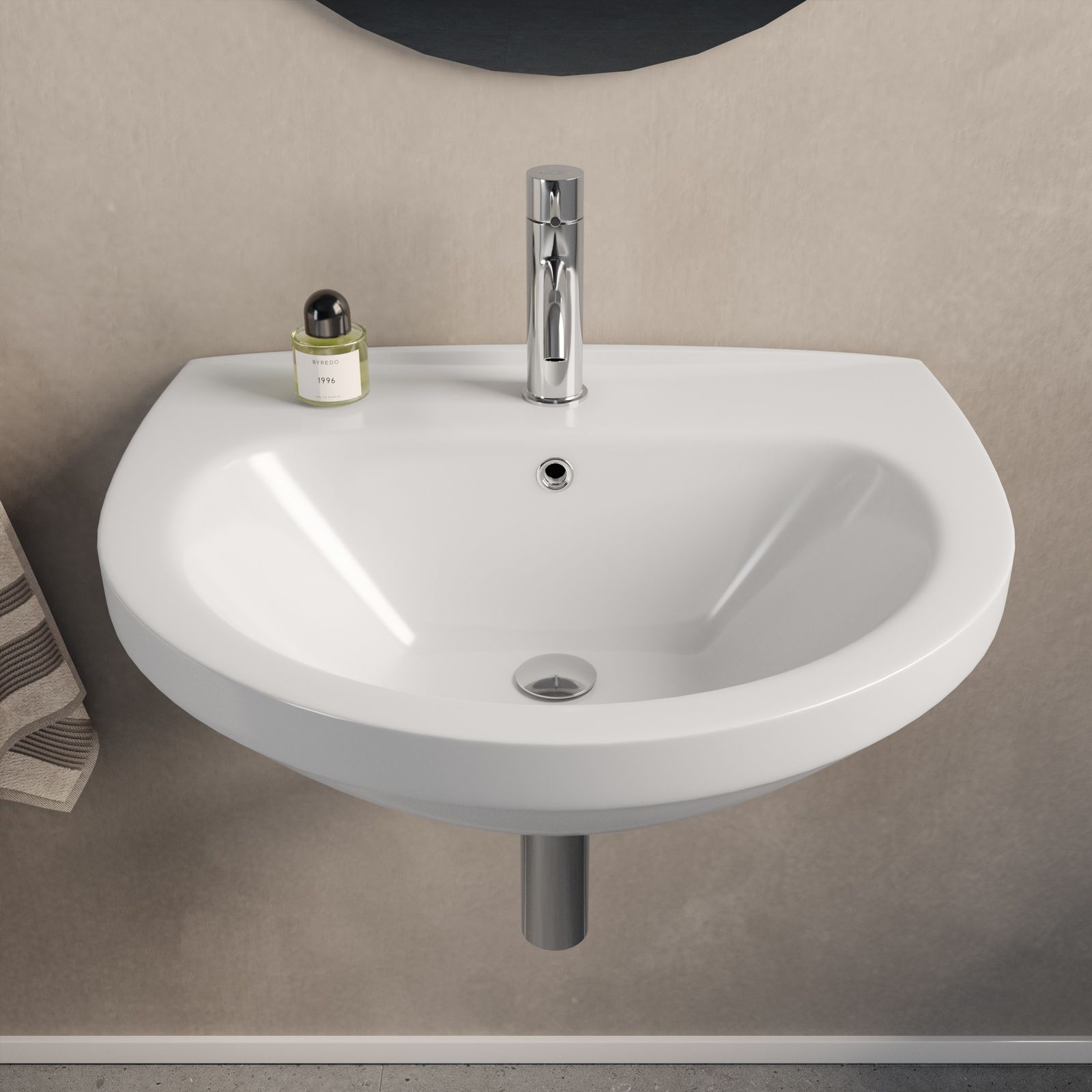 Lavabo sospeso in ceramica bianca 64 cm - Malay