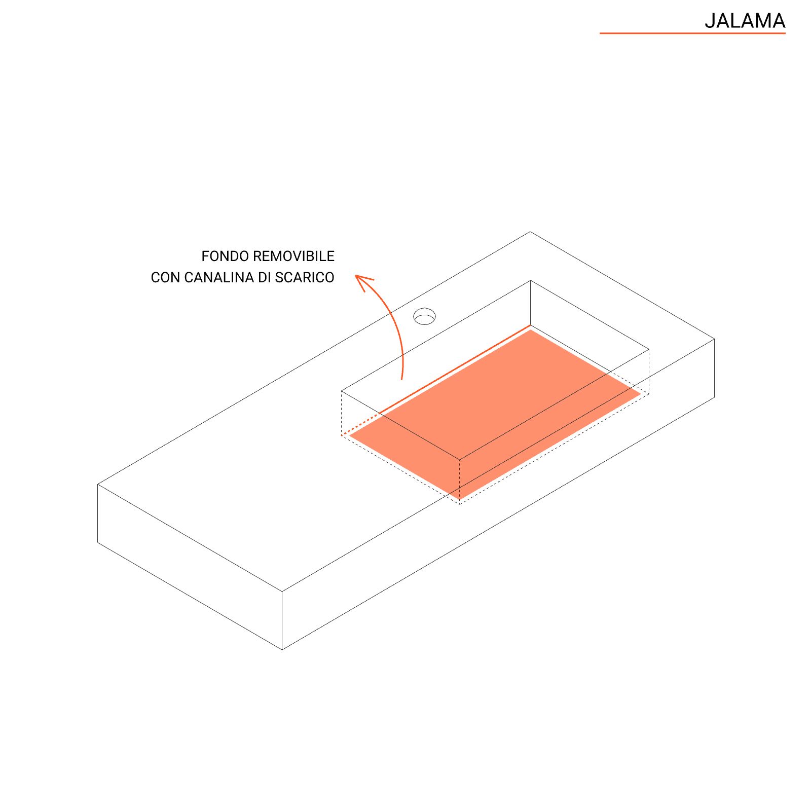 Lavabo sospeso rettangolare 100x46 cm in hpl rovere boemo - Jalama