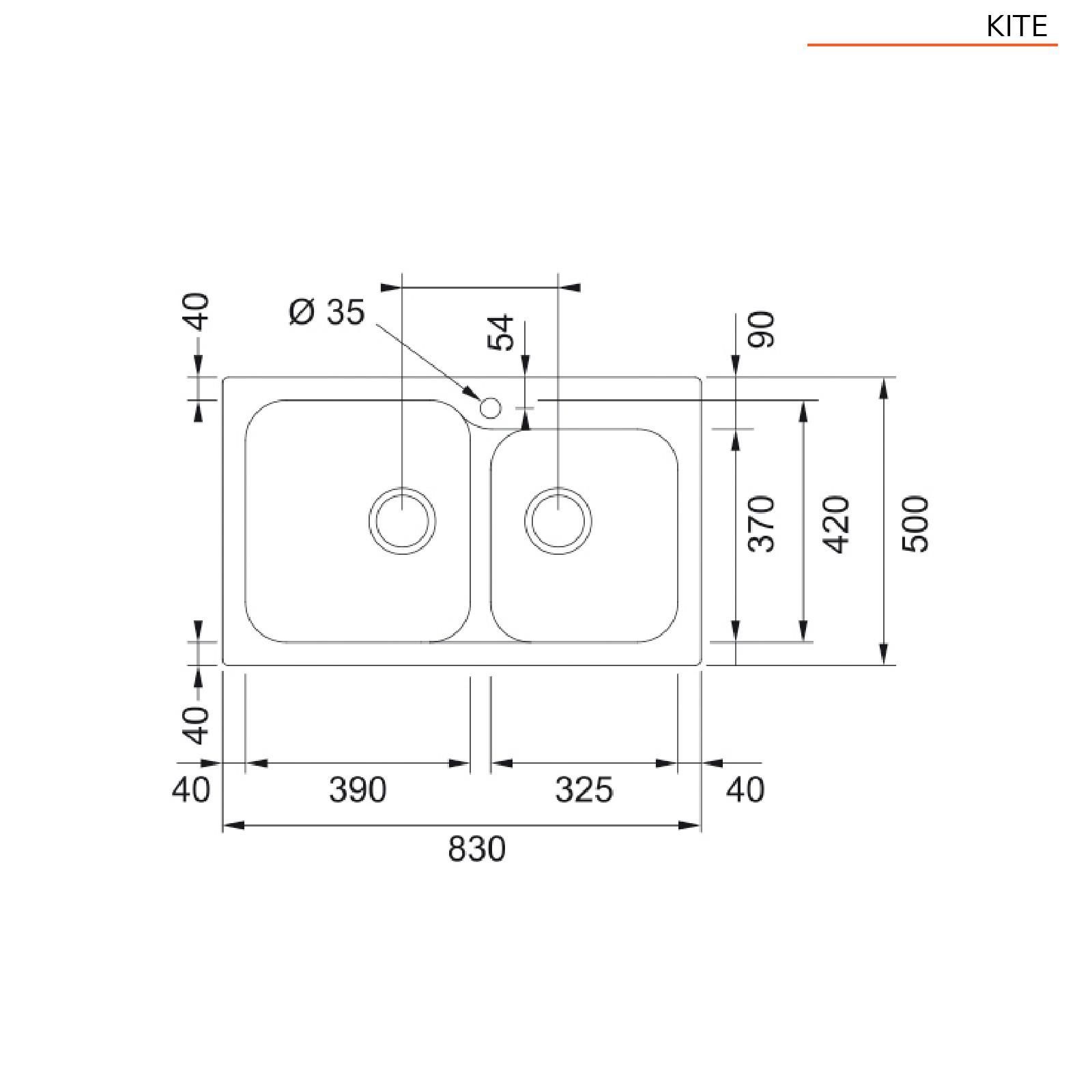 Lavello Franke Kite in tectonite beige con doppia vasca