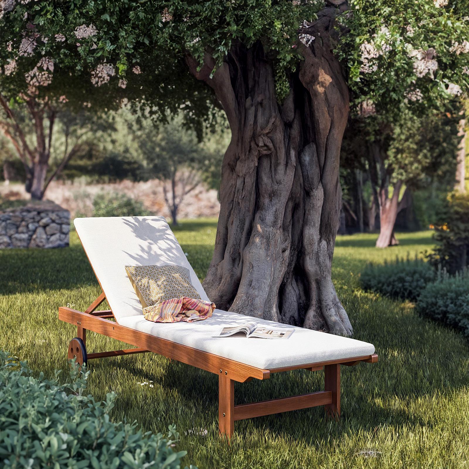 Lettino Prendisole Sdraio Da Giardino In Teak Sedia Sdraio Da