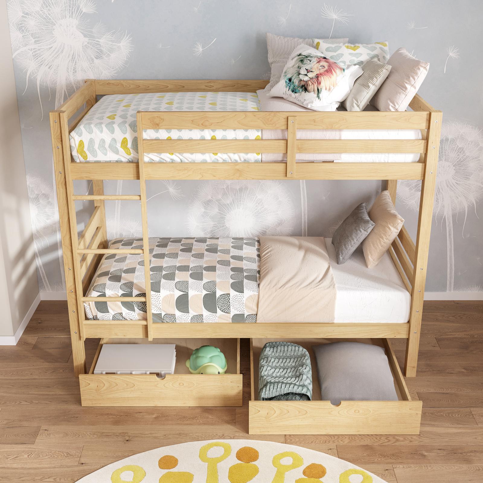 Letto a castello Rico per bambini, in legno massiccio letti per bambini, con materassi + + colori + misure. 160 x 80, 190 x 80, 190 x 90, 200 x 90, Pink, 190x80