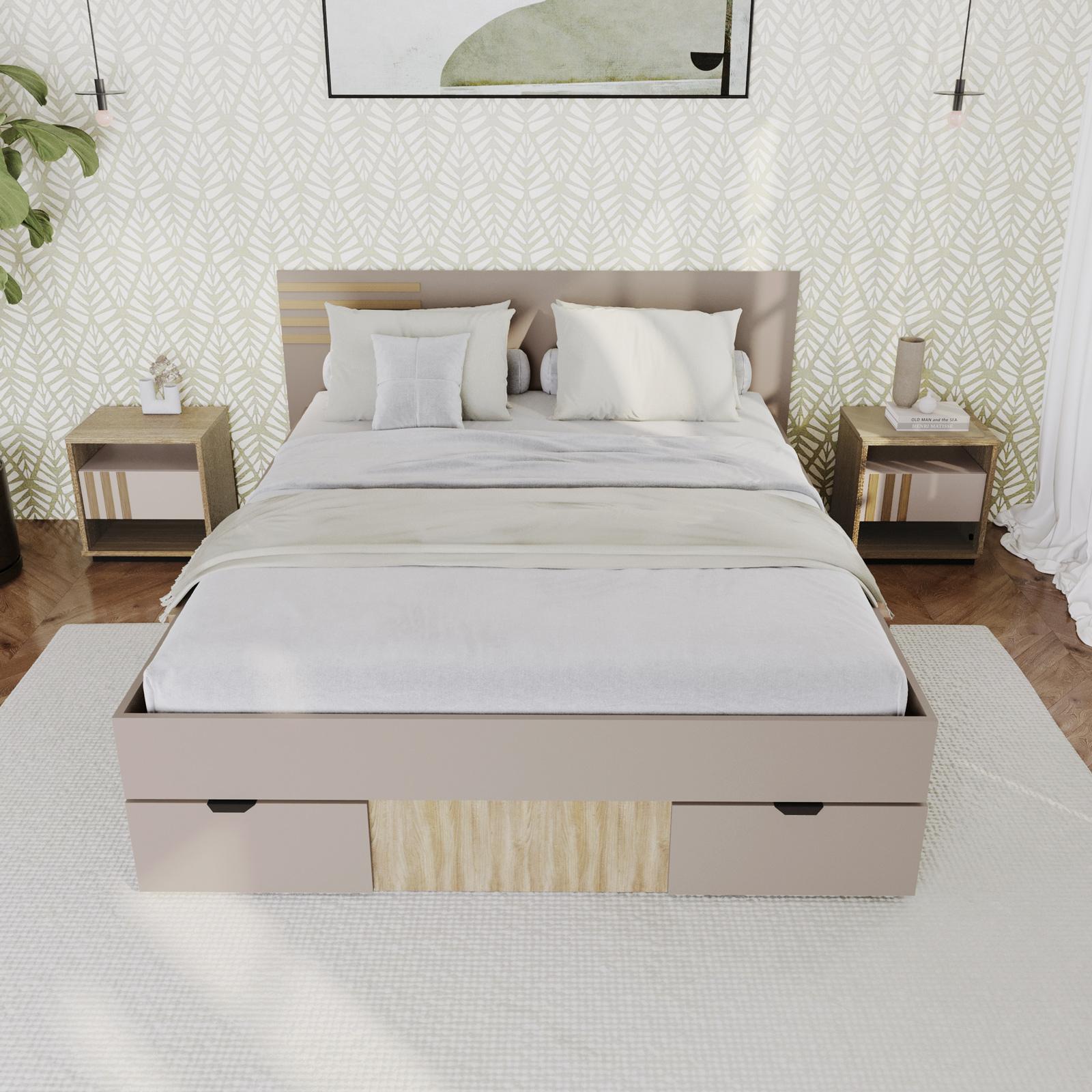 Chezmoi Collection Jasper Set Letto Matrimoniale 5 Pezzi In Microfibra Lavata Con Motivo Triangolare