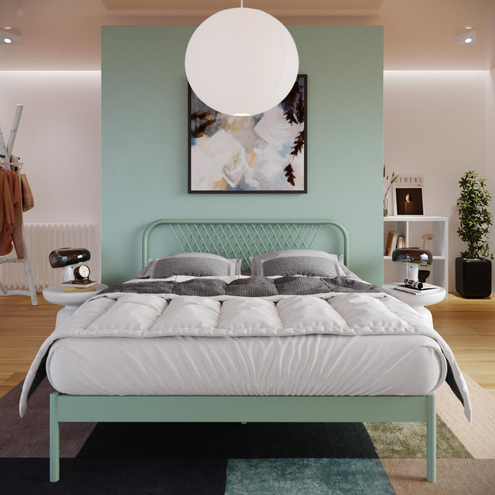 Letto matrimoniale 160x200 cm in metallo verde salvia opaco Callie