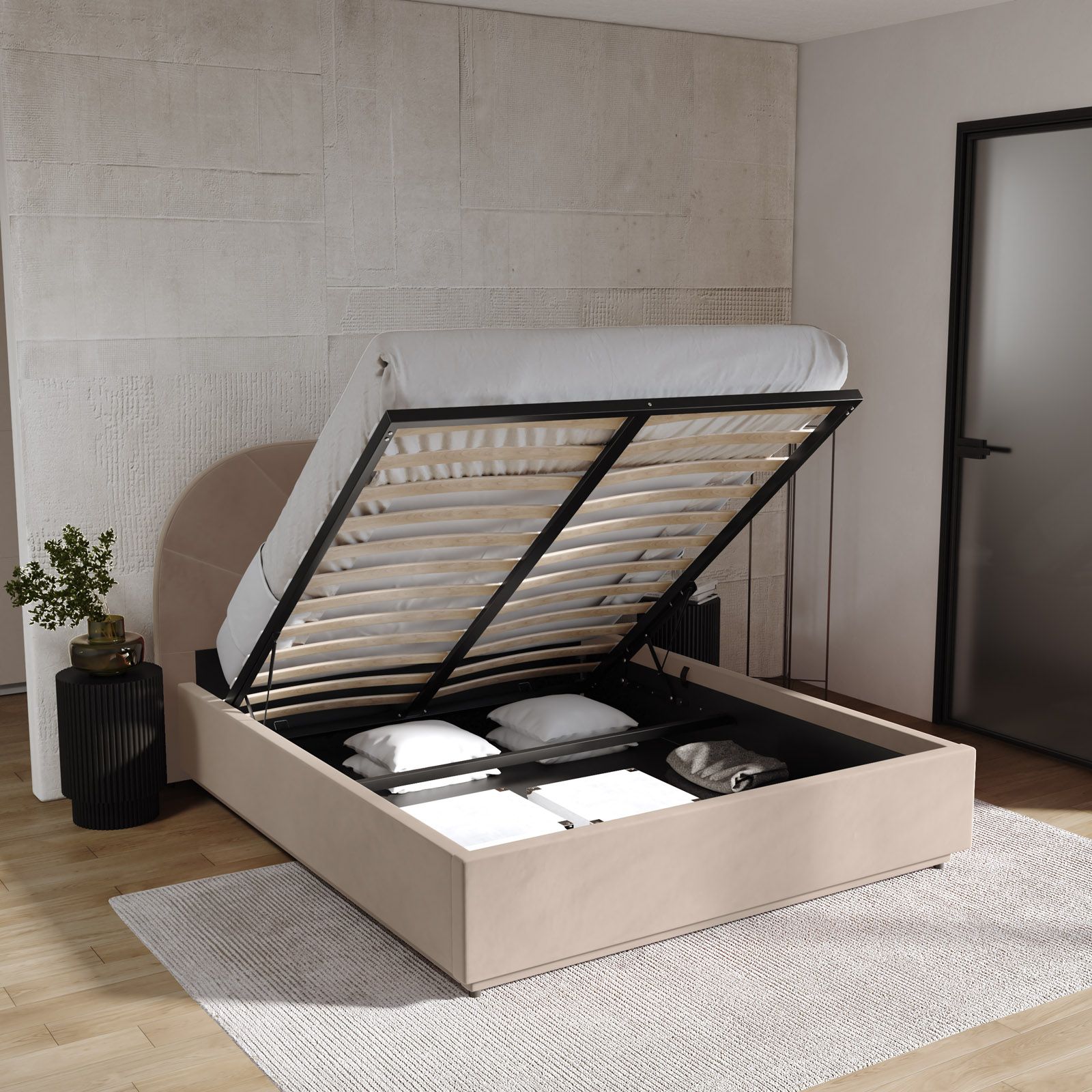 Letto per adulti, letto matrimoniale imbottito 160x200 cm, con