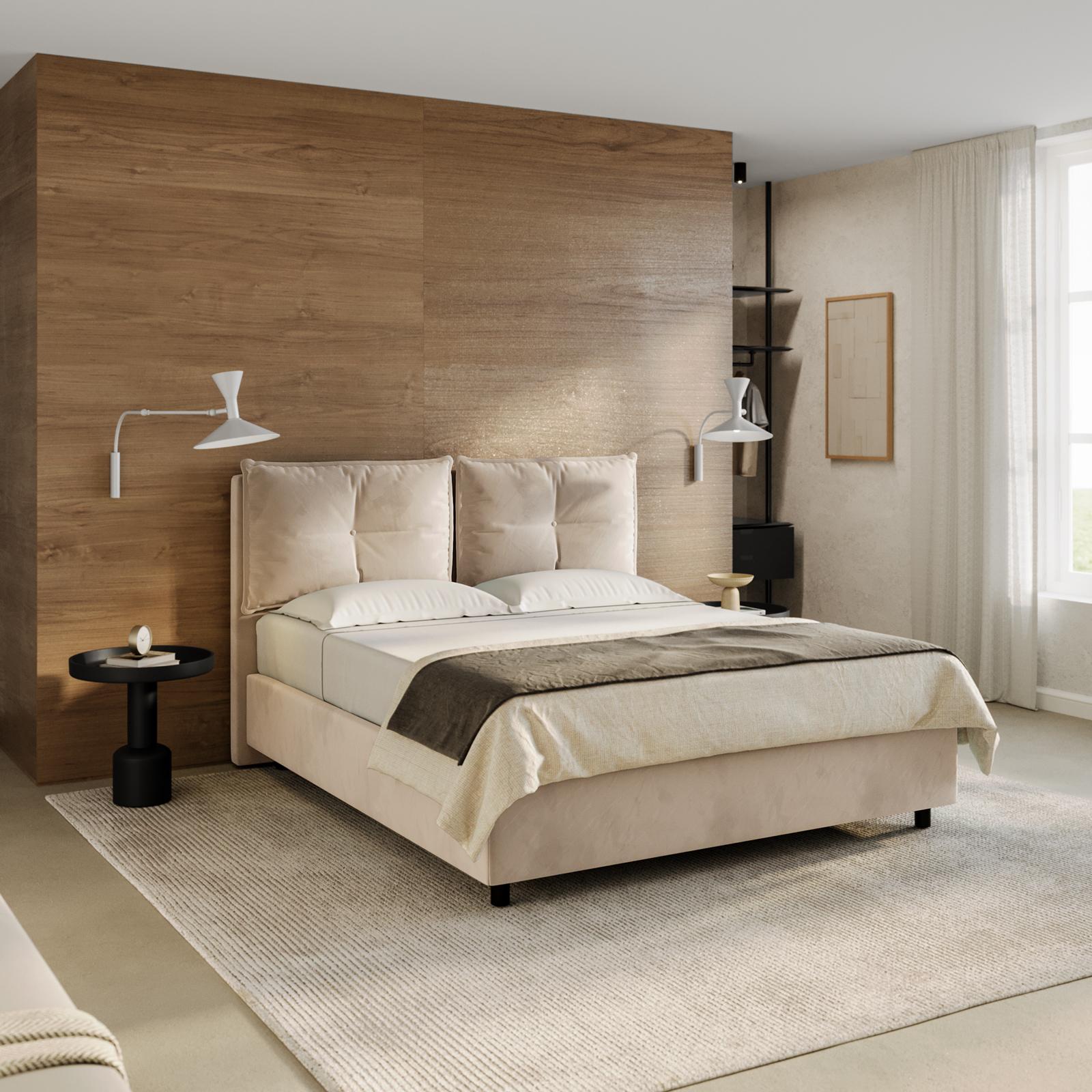 Letto matrimoniale contenitore 160x190 cm in velluto beige