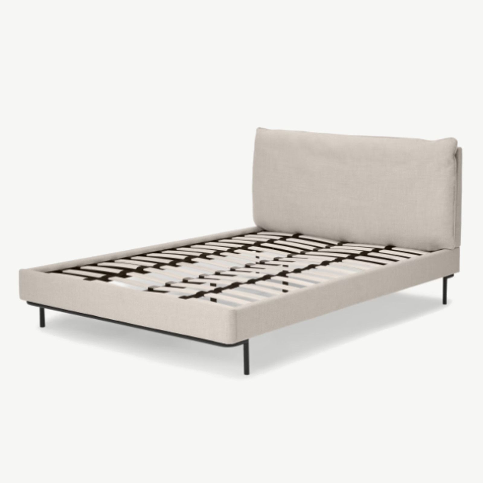 Letto matrimoniale imbottito 180x200 cm in tessuto beige - Werly