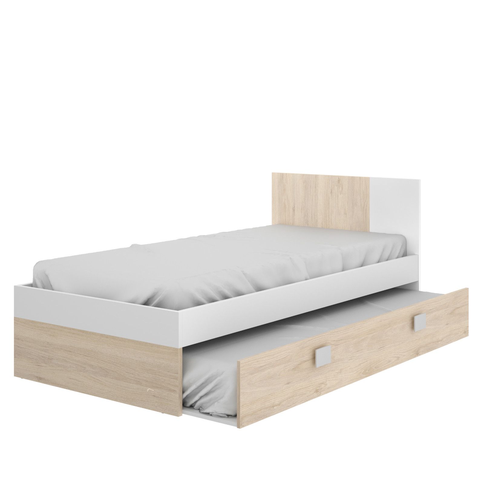 Letto per bambini 90x190 cm in legno bianco e naturale con letto estraibile  - Dinasty