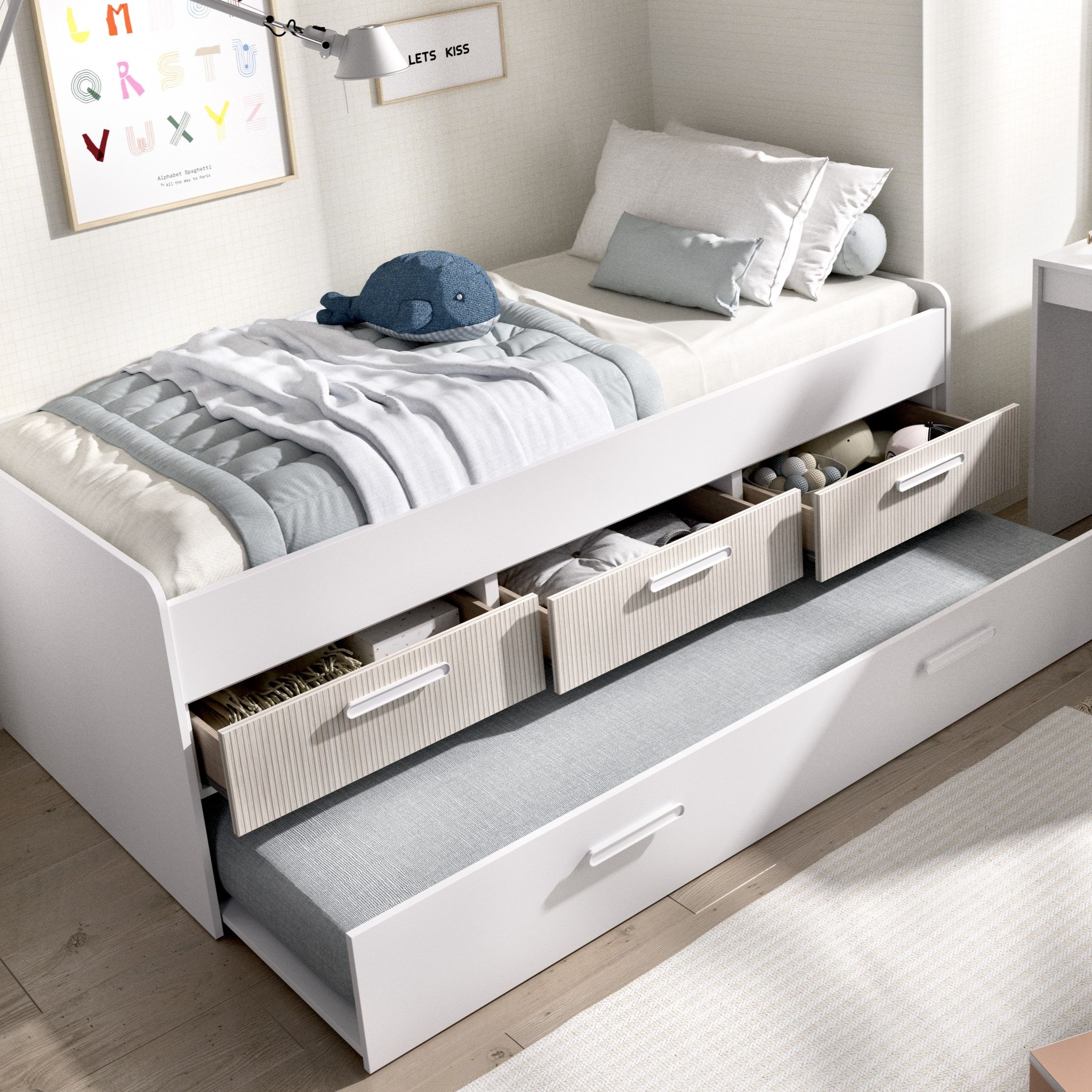 Letto Singolo Letto Cassetti Estraibili Letto Singolo 90x190 Cm