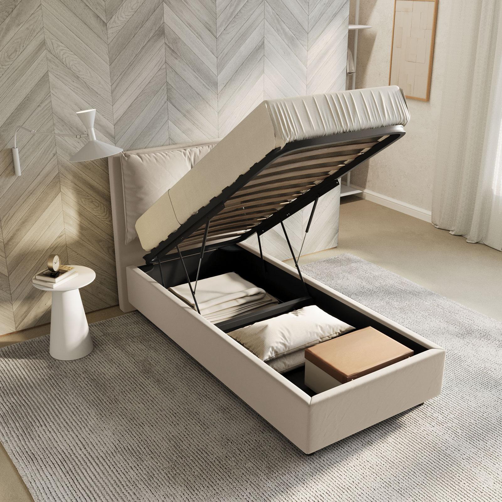 Letto Singolo Letto In Tessuto Con Contenitore Ikea Letto