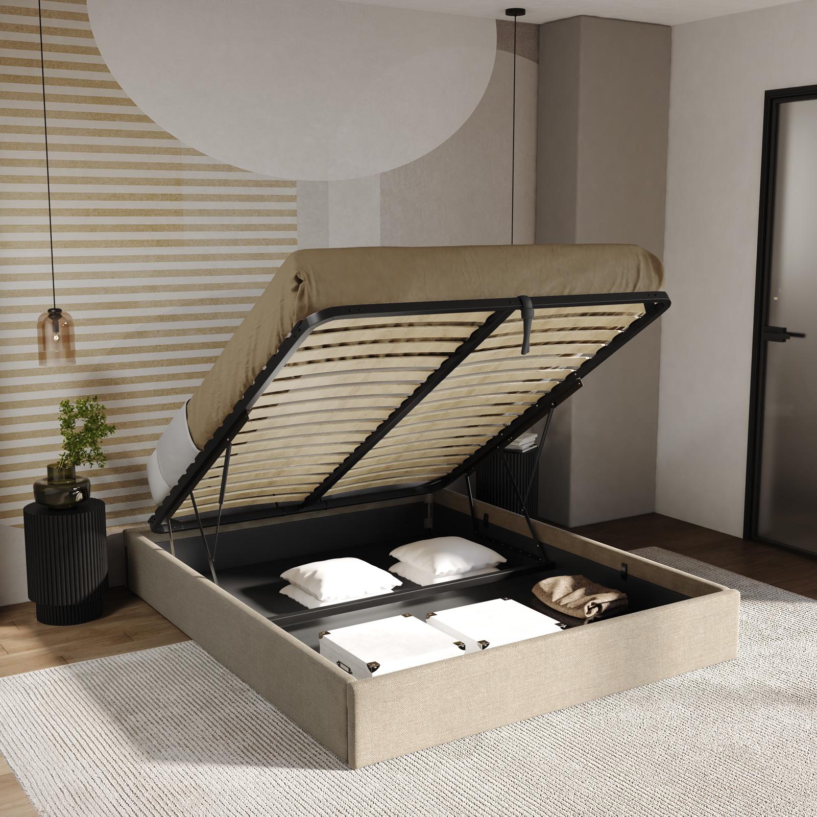 Letto sommier matrimoniale 160x190 cm in tessuto effetto maglia