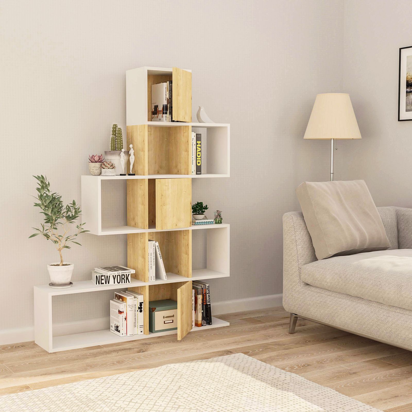 Libreria 61x163h cm in legno rovere - Kantiko