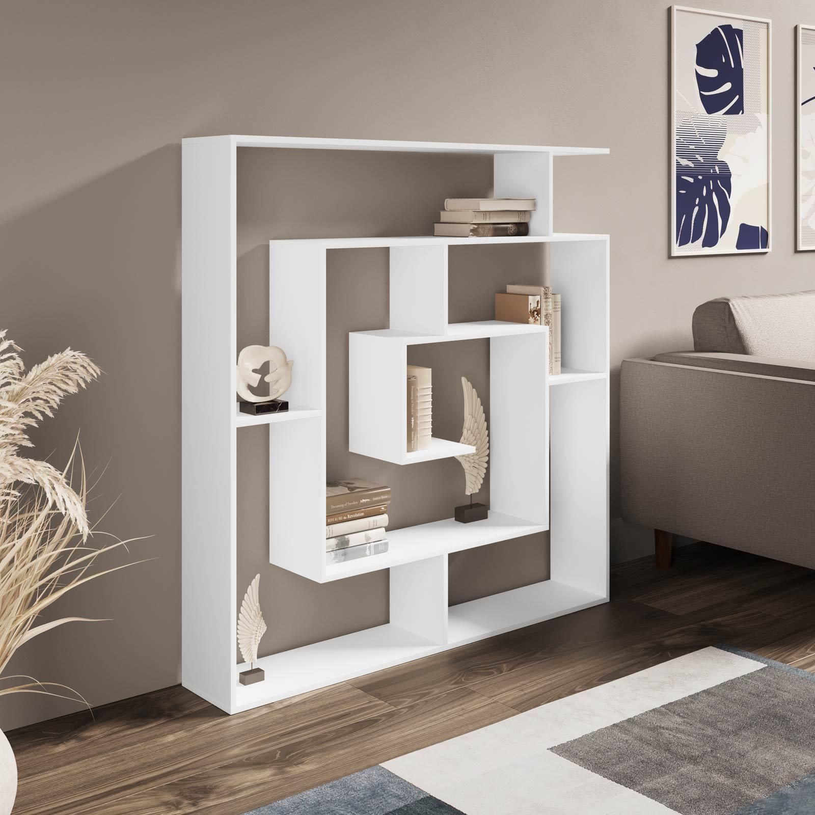 Libreria 32x167h cm in legno bianco 5 ripiani - Kantiko