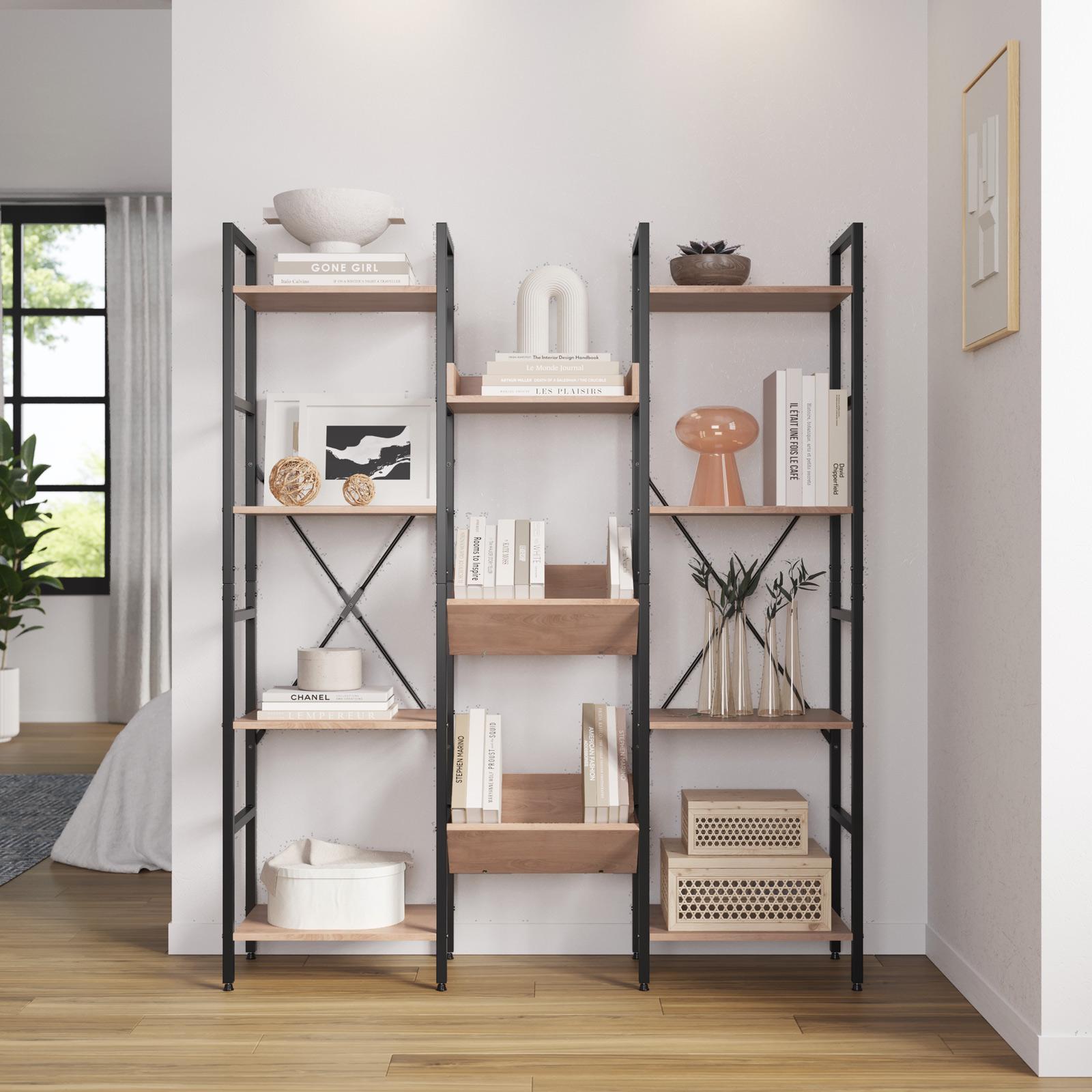 Jehiatek Libreria Ad Arco Con Ante | 180 Cm | Struttura In Metallo Nero E Pannelli E1 | Scaffale Industriale - 2