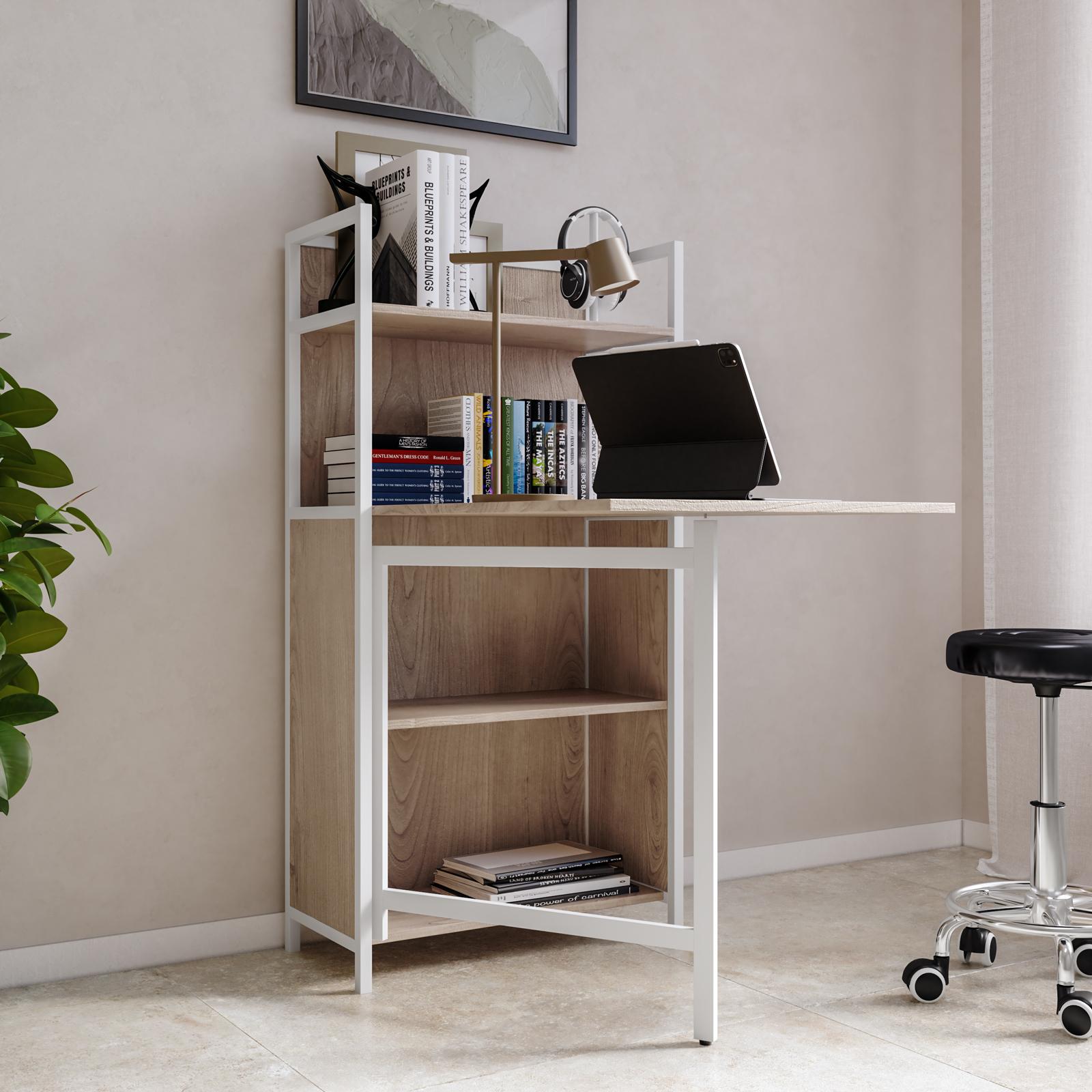 Libreria Da Scrivania In Noce - Organizzatore Per Libri E Oggetti Con Design Moderno - Foto 3