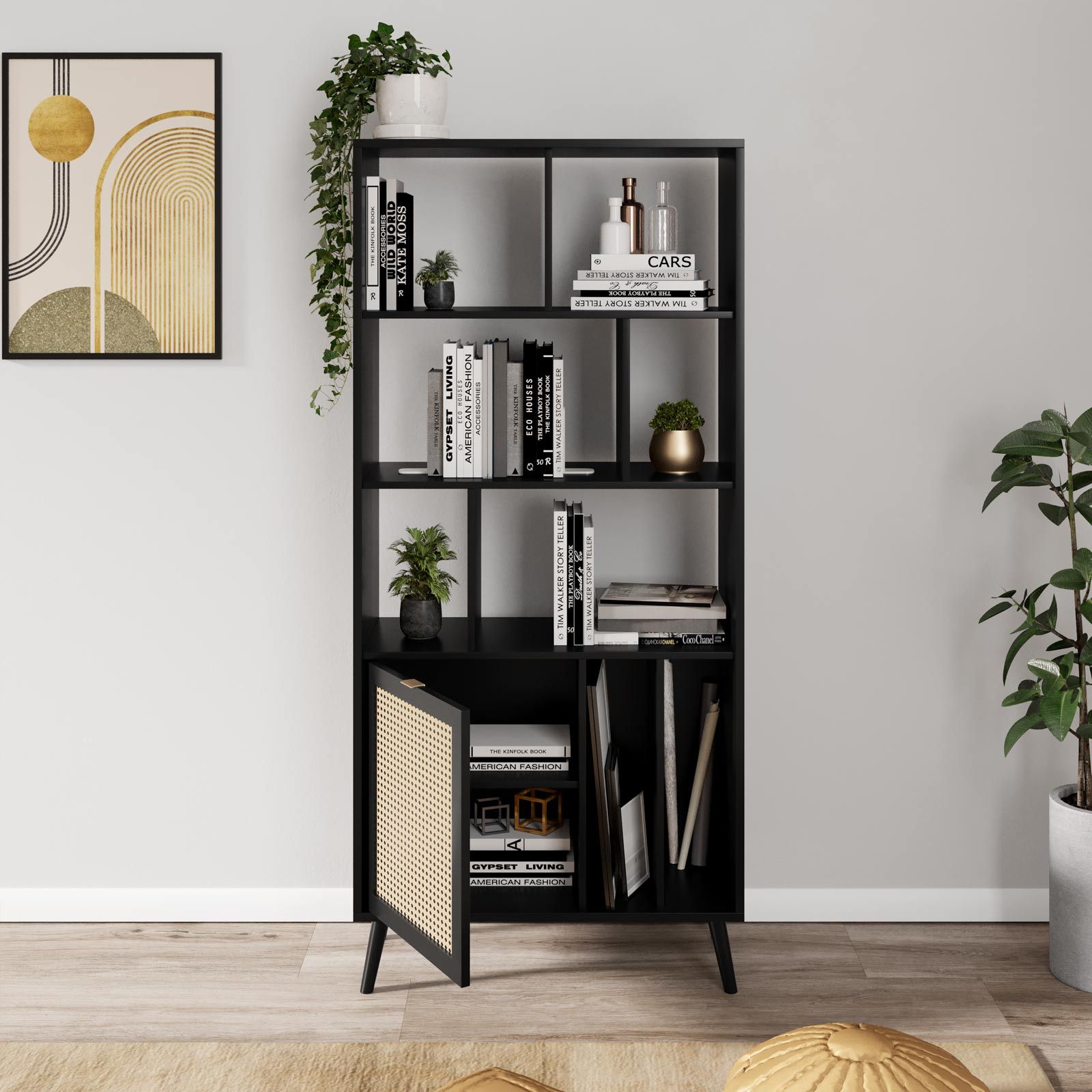 Libreria a giorno scaffale in ferro nero design minimalista L 180 H200 P40  cm - XLAB Design