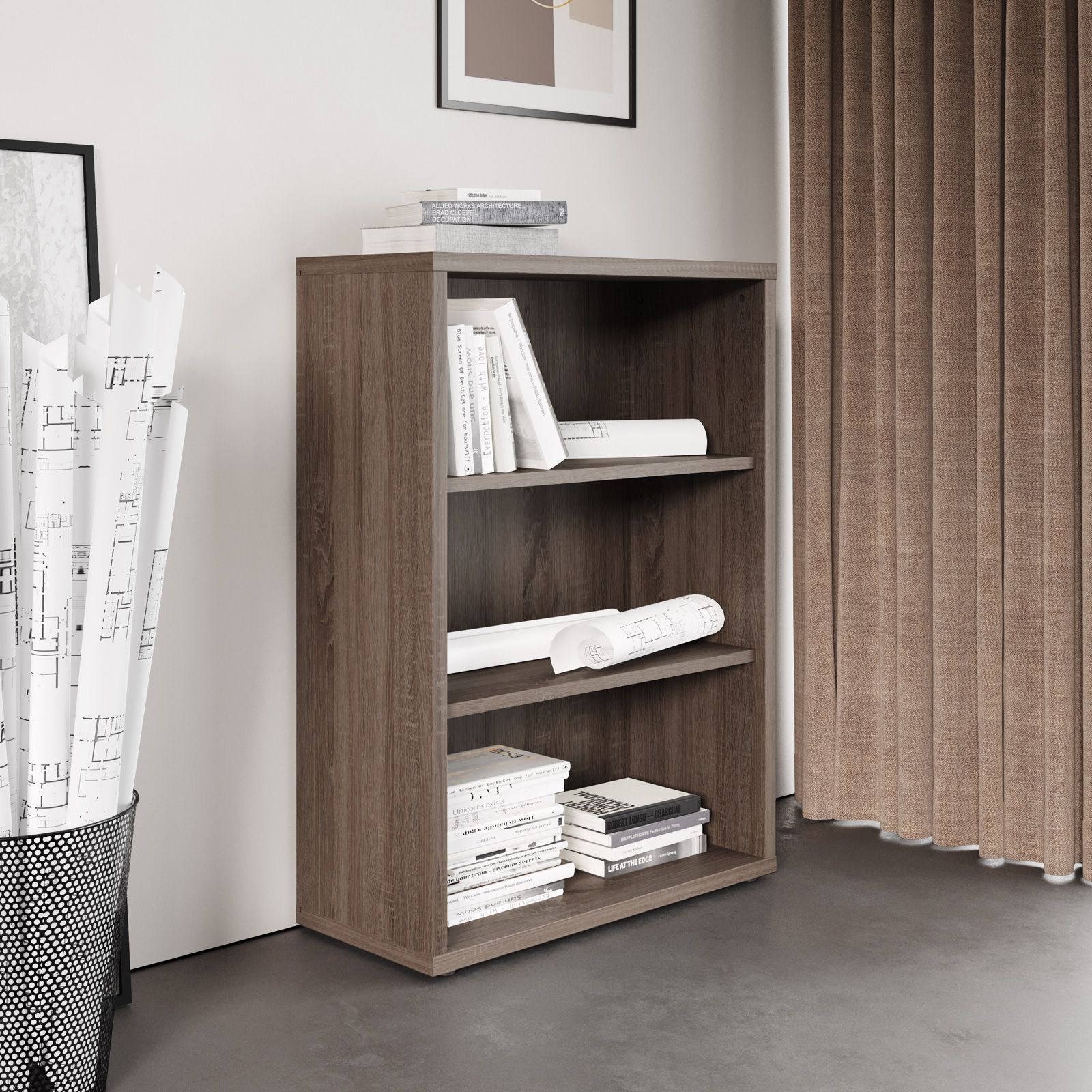 Libreria 82x112h cm in legno rovere tartufo - Homely office