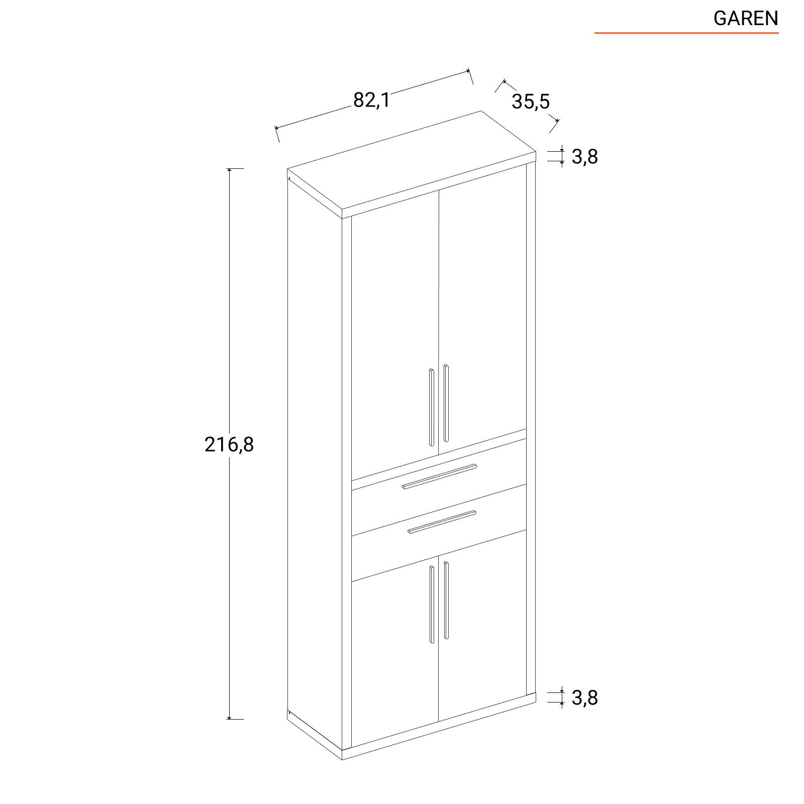 Libreria 82x217h cm in legno rovere artisan con 2 ante - Garen