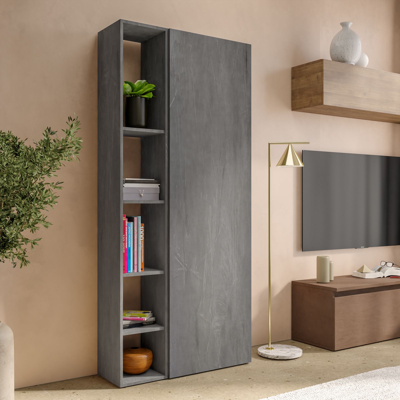 Libreria 112x186h cm 4 elementi piombo - Clary