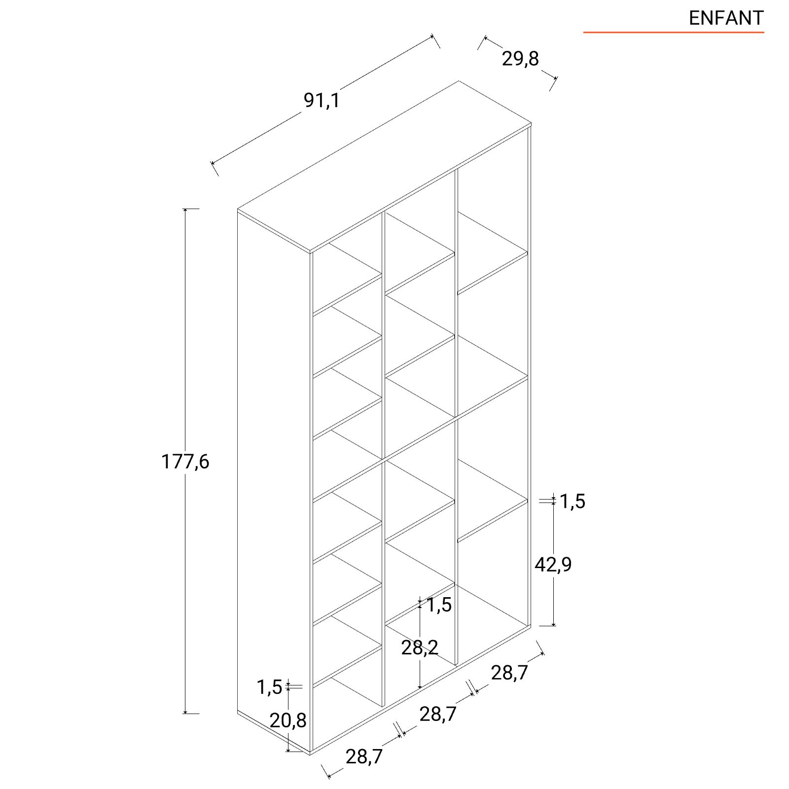 Numeri 5 Legno Bianco (1,8 x 21 x 17 cm) (12 Unità)