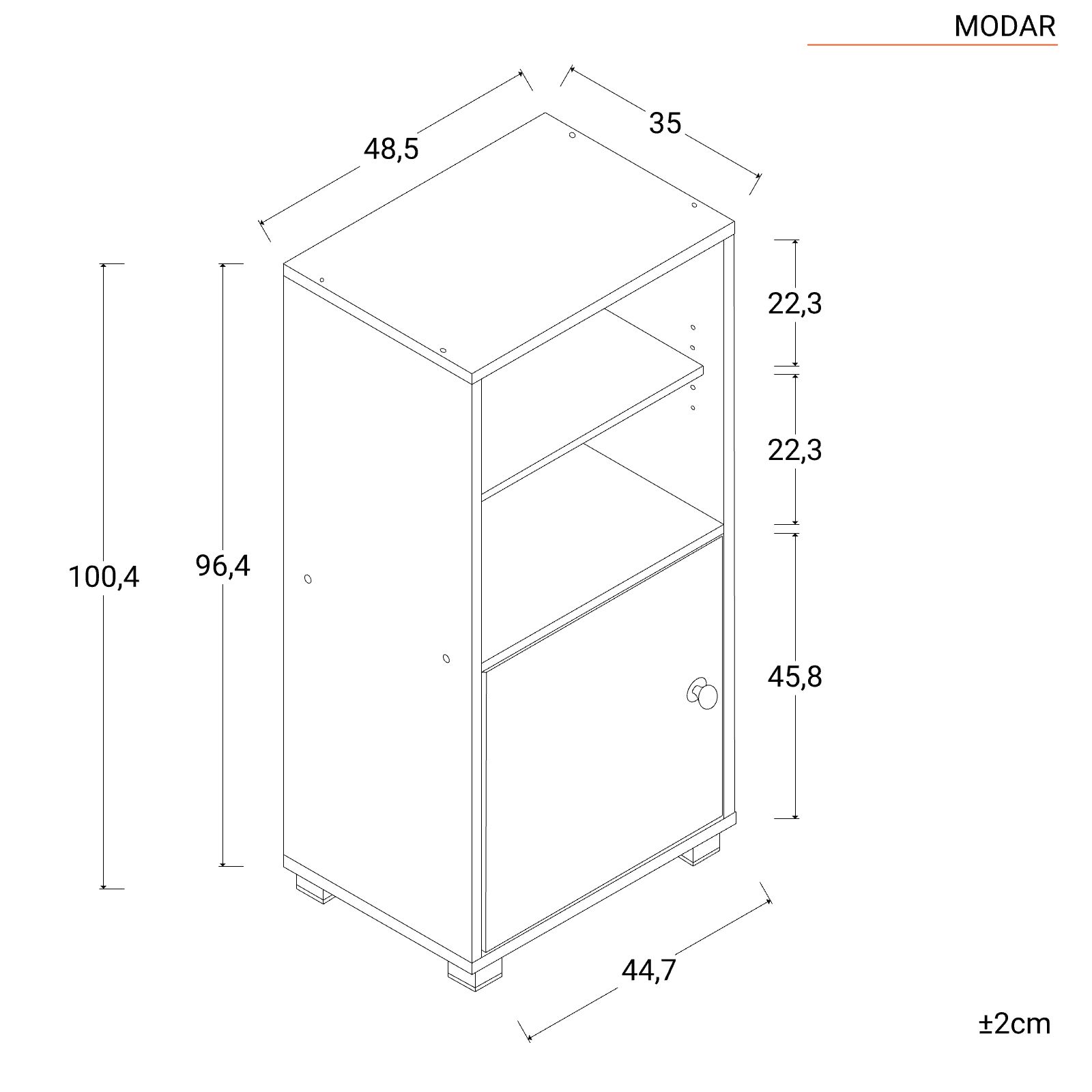 Mobile modulare 49x100 cm effetto ciliegio con ripiano regolabile e anta  reversibile - Modar