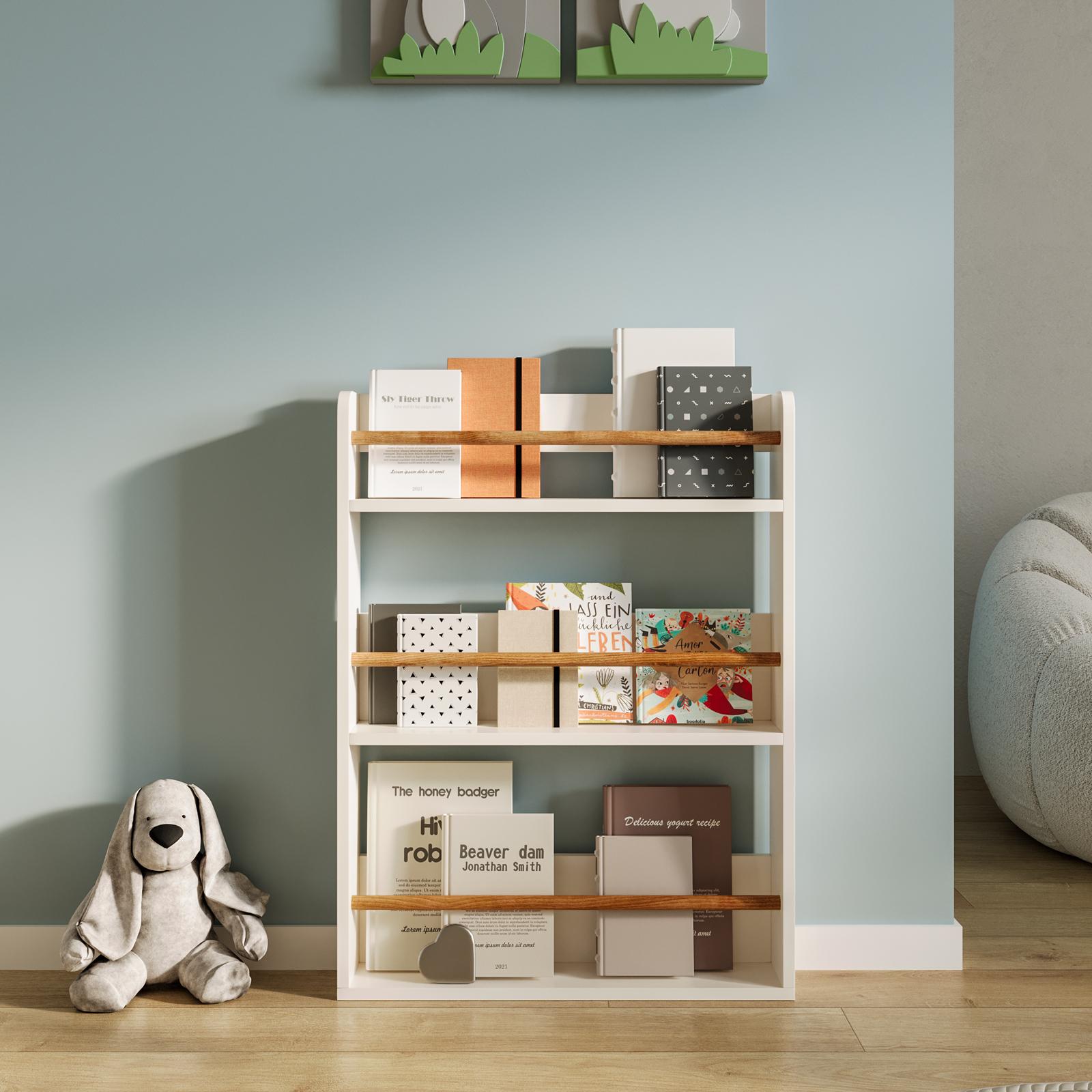 Libreria Bambini Con 3 Ripiani - Bianco, 73x30x80 Cm, Regolabile - Foto 14