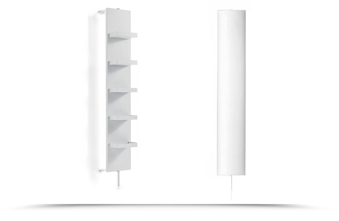 Colonna pensile girevole in alluminio bianco con scaffali e specchio -  Ciacole di Lineabeta