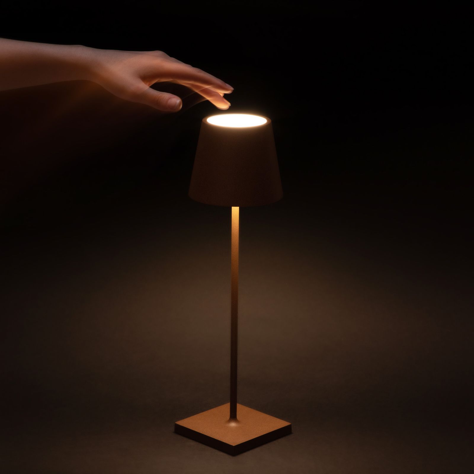 Lampada da tavolo portatile LED in metallo 11x38 cm marrone
