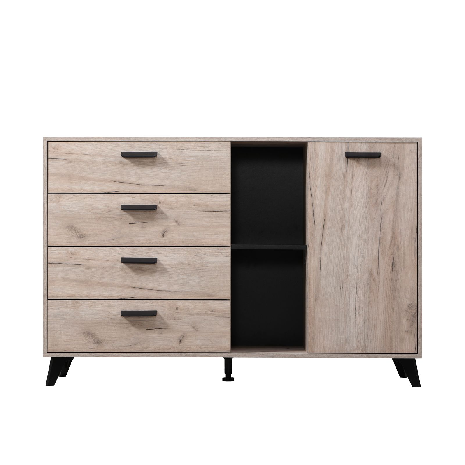 MOBILE COMO' CASSETTIERA CREDENZA NUKA 87x197x45cm ROVERE NERO OPACO