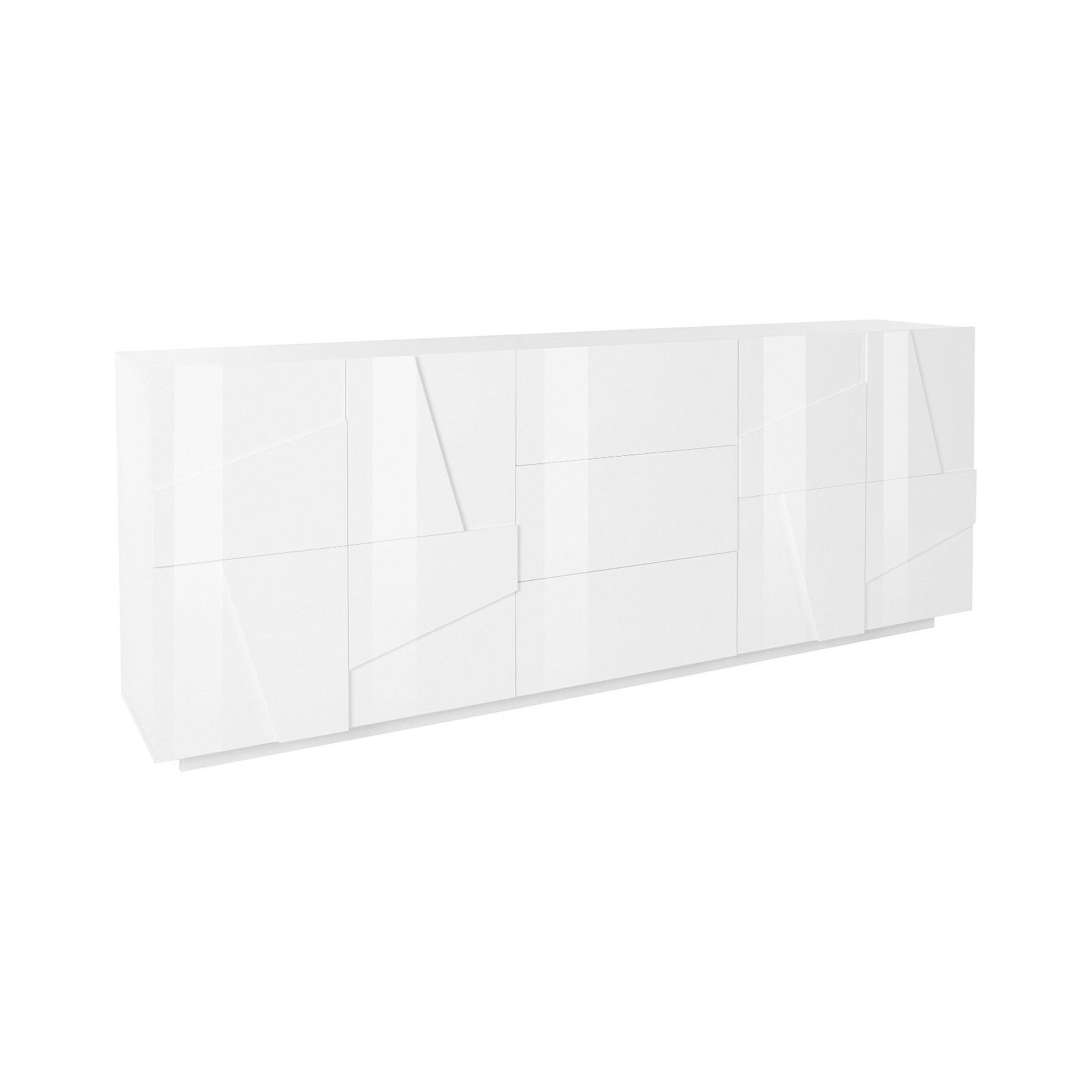 Madia 220x86h cm con 4 ante e 3 cassetti in legno bianco lucido - Sharps