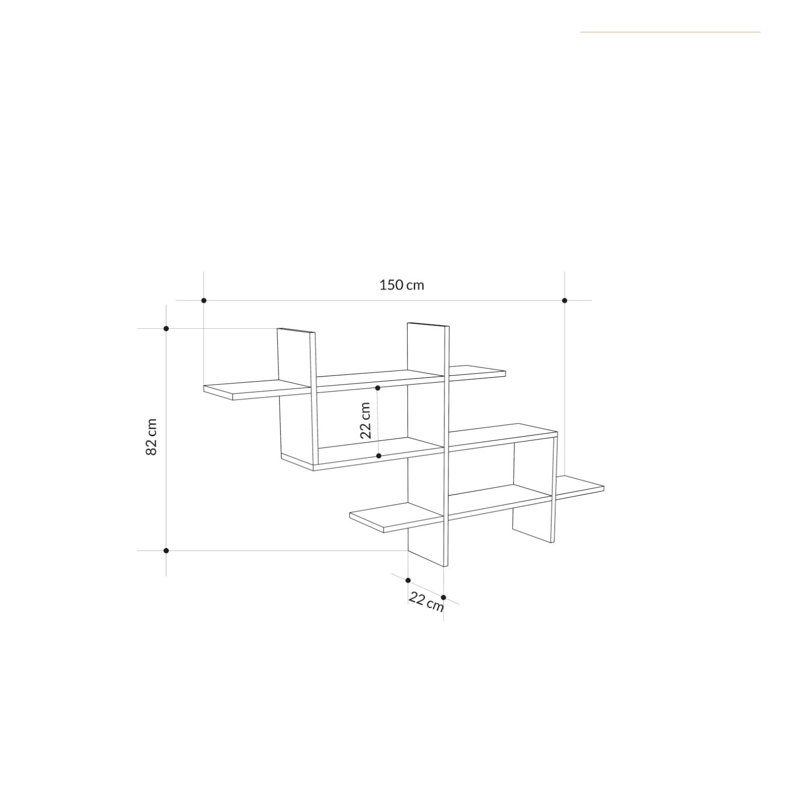 Set 2 mensole 75x20 cm in legno senape - Kantiko