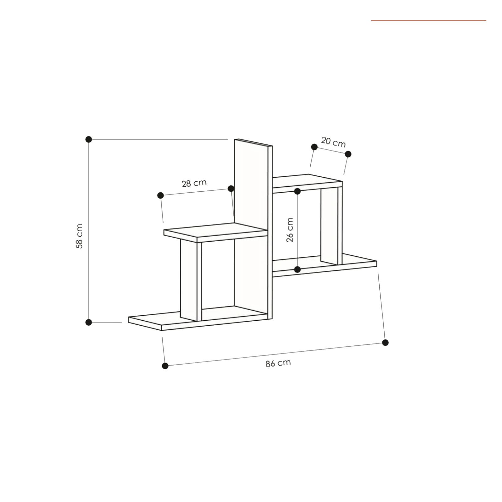 Mensola 86x20 cm in legno rovere scuro - Kantiko