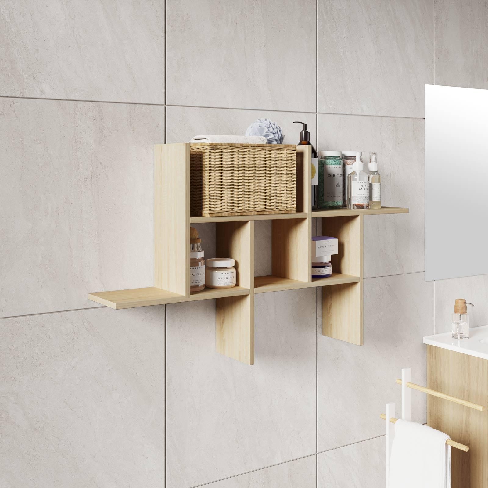 Mensola bagno 100x60 h cm in legno rovere - Tetris