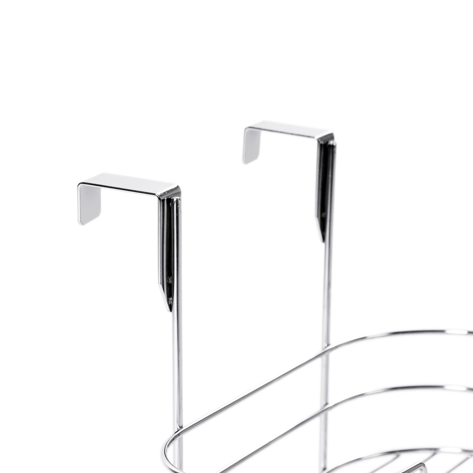Mensola Doccia 2 Ripiani Con Gancio, Rettangolare, Cromo Lucido, 25x21x60 Cm, Per Bagno - 2