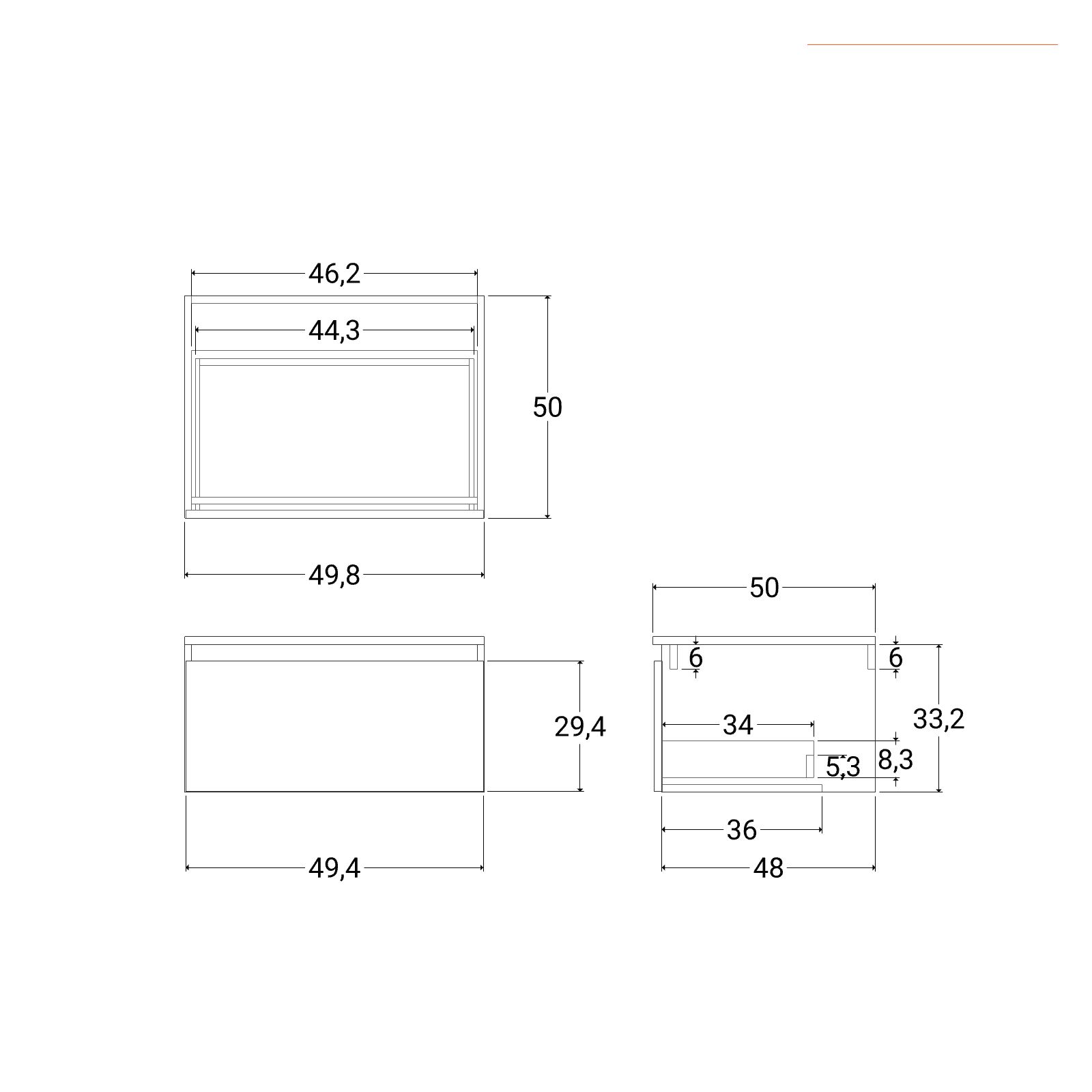 Mensolone bagno 180 cm con cassetto sospeso 50 cm in legno rovere bianco -  Plain